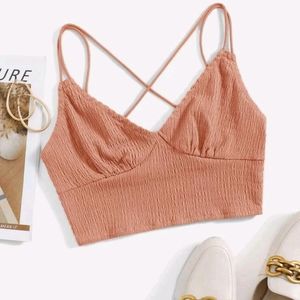 Crisscross Back Shirred Cami Top